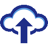 Upload icon | Blue and white icon illustration of arrow and cloud