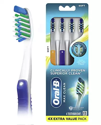 Oral-B CrossAction Max Clean Manual Toothbrush, Soft, 4 Count