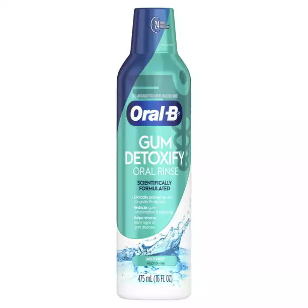 Oral-B Gum Detoxify Mouthwash Oral Rinse, Mild Mint Flavor, 475 mL (16 fl oz)